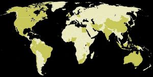 Map showing self-identified nationalities of Ford staff members
