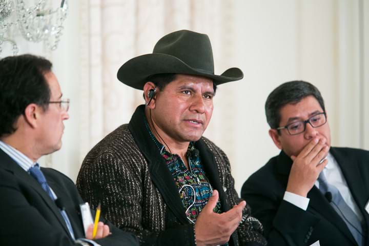 Indigenous leader panelists at Consult Previa conference
