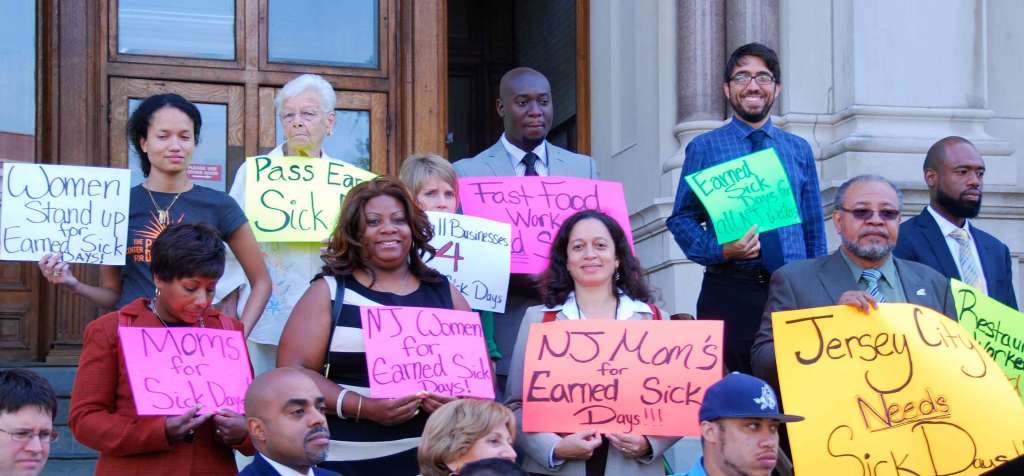 People in NJ congregate in support of paid leave policies. This image is not available under the 4.0 Creative Commons license.