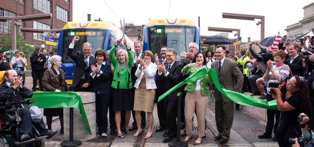 Minnesotans celebrate the opening of the Green Line. This image is unavailable under the 4.0 Creative Commons license.