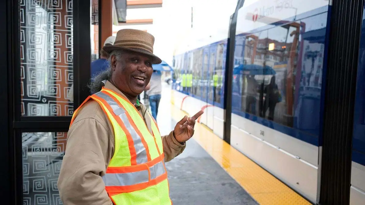 A Minnesotan excited about the Green line. This image is not available under the 4.0 Creative Commons license.