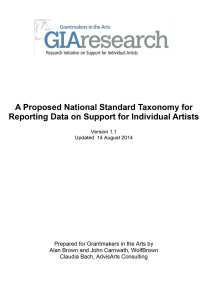 A Proposed National Standard Taxonomy for Reporting Data on Support for Individual Artists