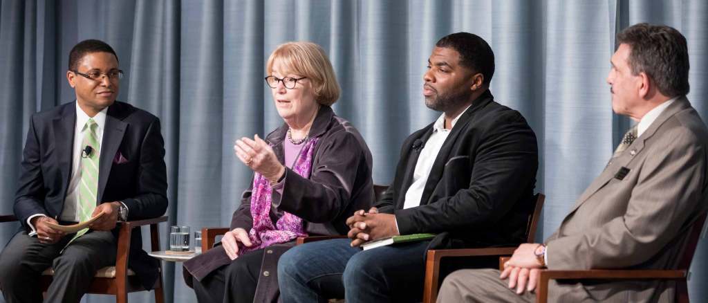 Doug Wood, Ellen Condliffe Lagemann, Dorell Smallwood, and Anthony Annucci discuss the education in prison