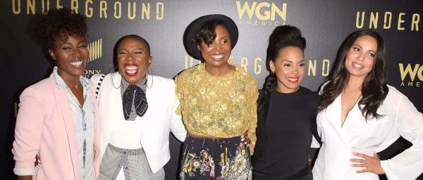 DeWanda Wise, Aisha Hinds, Misha Green, Amirah Vann and Jurnee Smollett-Bell arrive at event. Credit: Michael Tran/FilmMagic