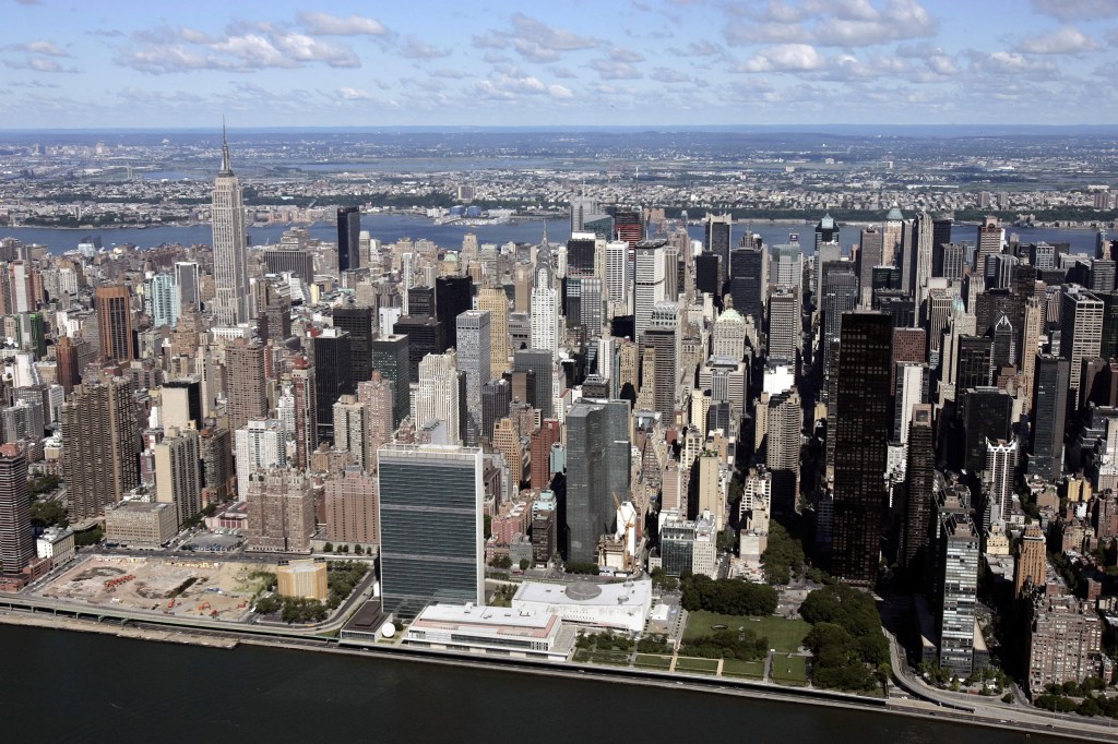 Aerial view of the New York City Skyline.