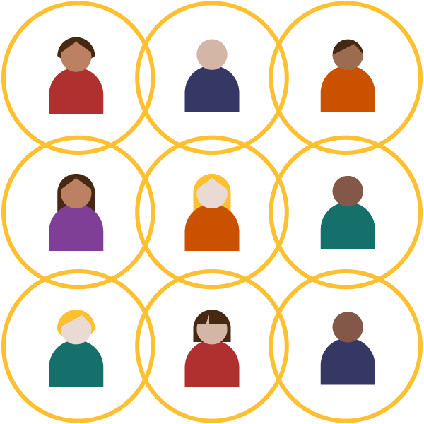 Illustration of people in circles