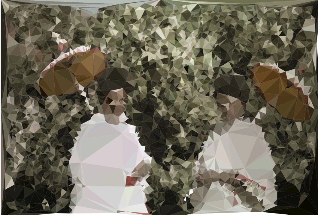 Abstract image of two women holding parasols.