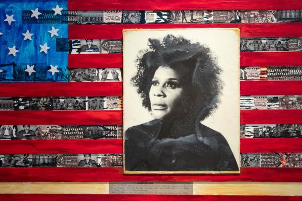 Epaul Julien, 13th, 2018 Mixed media photo collage, encaustic wax, acrylic, gesso and resin on wood 28 x 24 inches