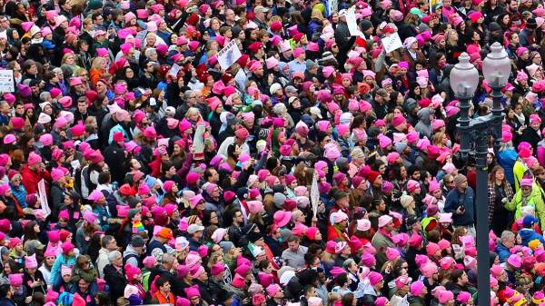 View of the crowd from the January 2017 Women's March on Washington.
