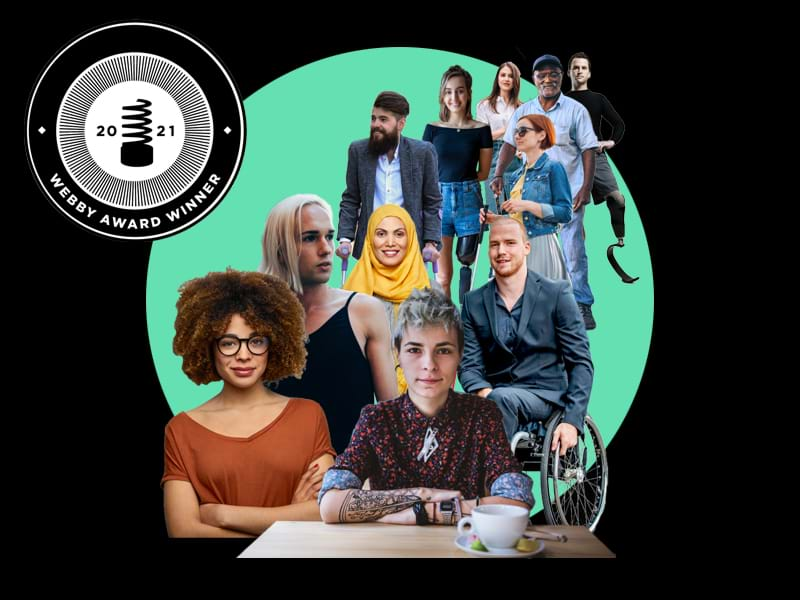 Image of four disability justice leaders over a green circle on a black background.