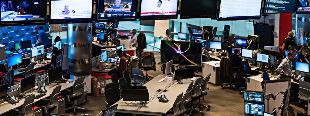 Overhead shot of the CNN news room