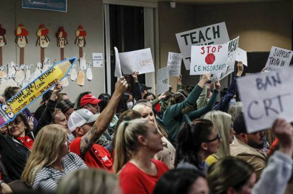 Yorba Linda, CA, Tuesday, November 16, 2021 - An even mix of proponents and opponents to teaching Critical Race Theory are in attendance as the Placentia Yorba Linda School Board discusses a proposed resolution to ban it from being taught in schools.