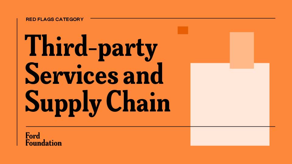 Image with the following text: Red flag category - Third-party Services and Supply Chain