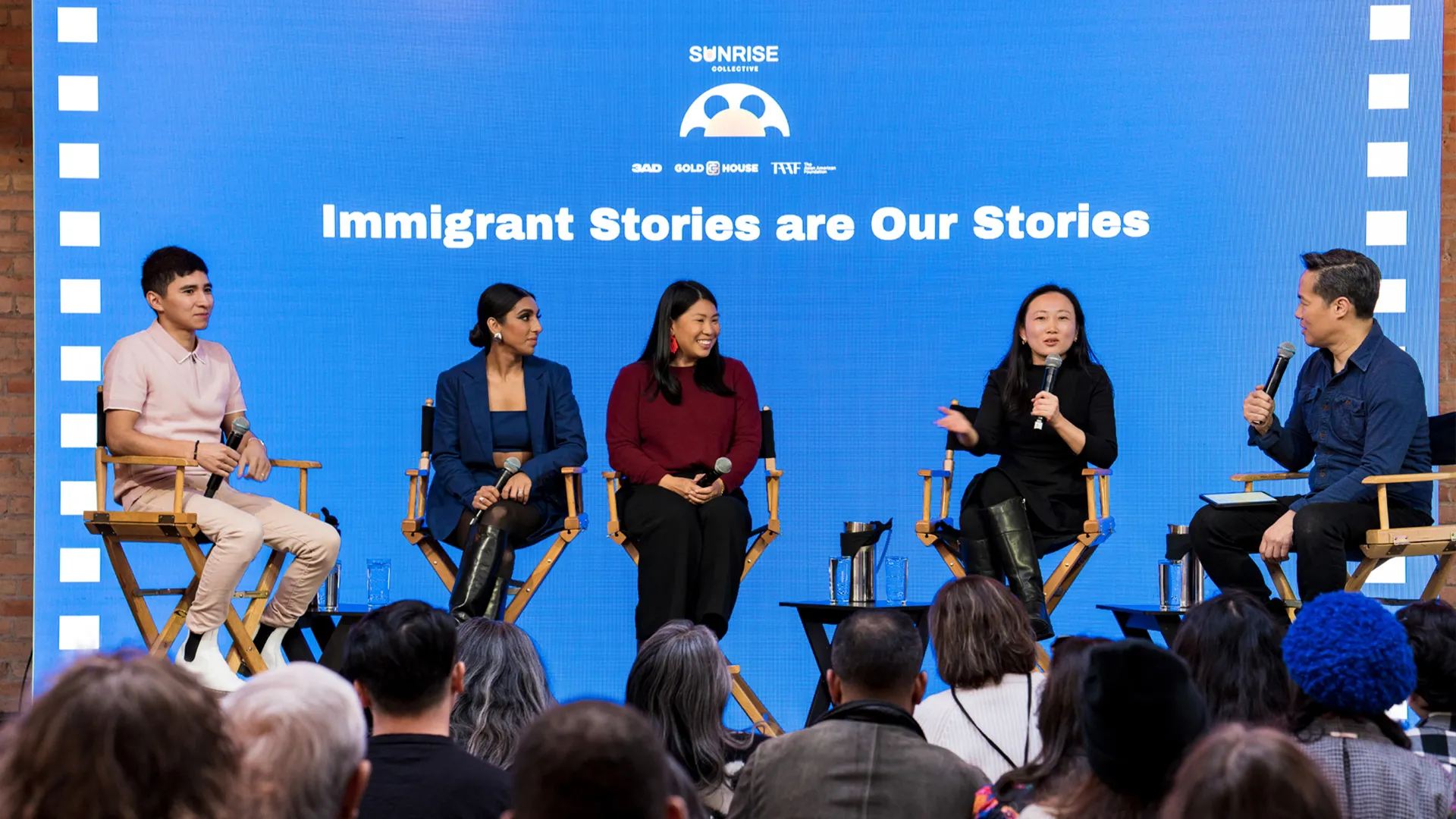 AAPI panelists speaking at Sundance Film Festival.