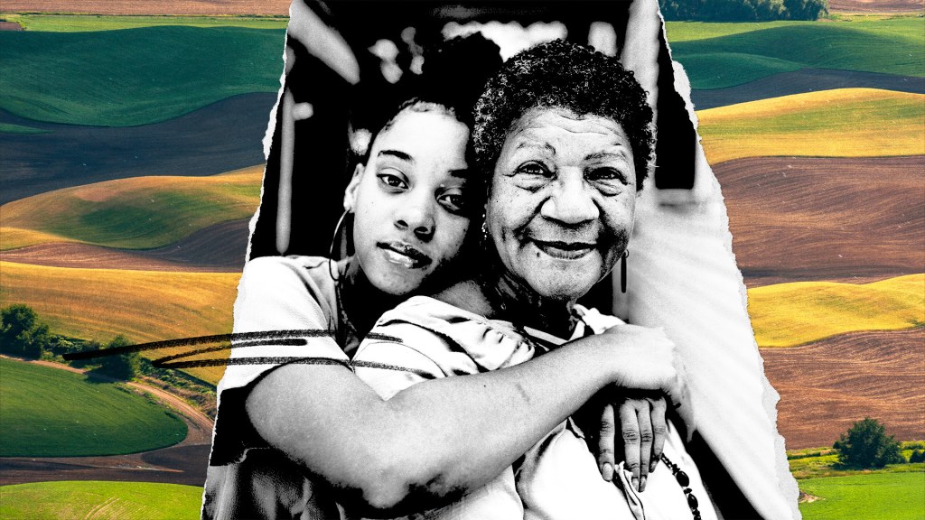 Collage of a Black child and elderly Black woman.