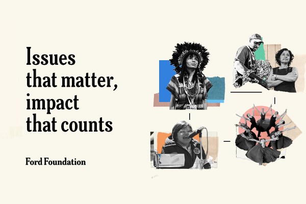 A collage of people in various acts of life with the words "Issues that matter, impact that counts."