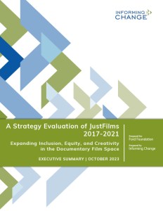 Cover of "A Strategy Evaluation of JustFilms 201702021" report.