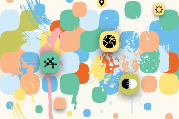 A detail from the cover of the report features different-colored spheres and brushstrokes.