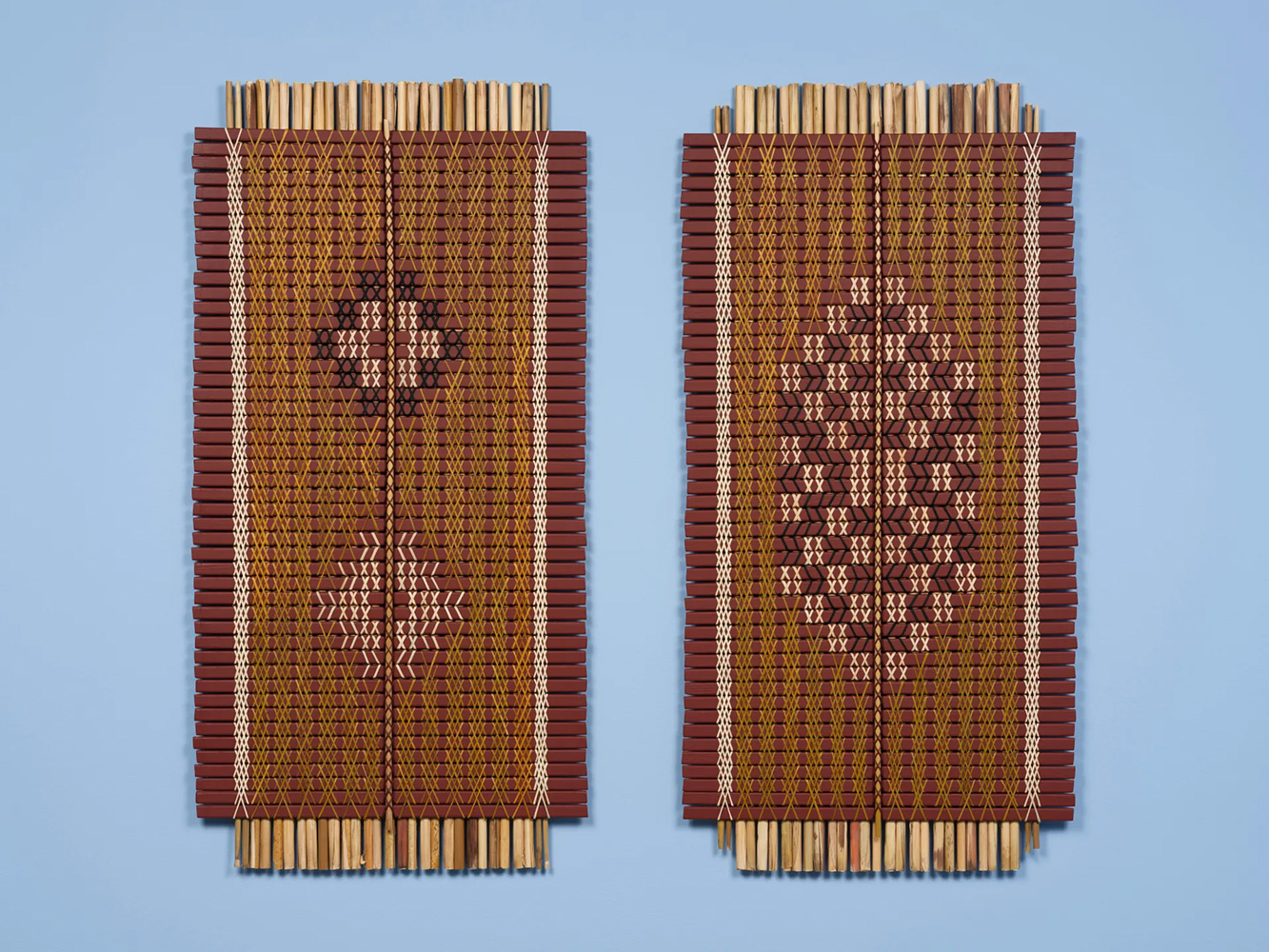 Two patterned textiles made of natural fibers