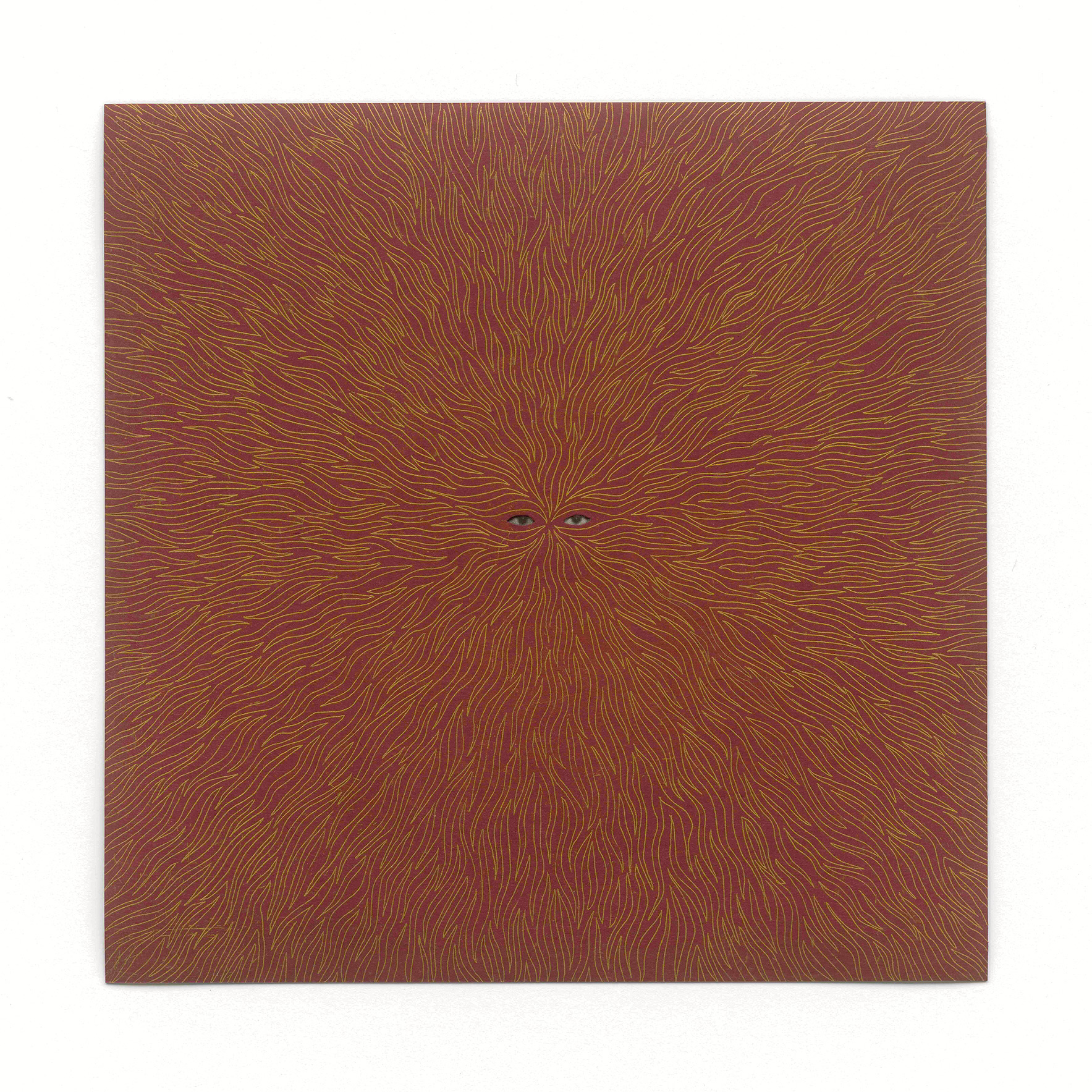 An illustration of flames with a pair of eyes in the center.