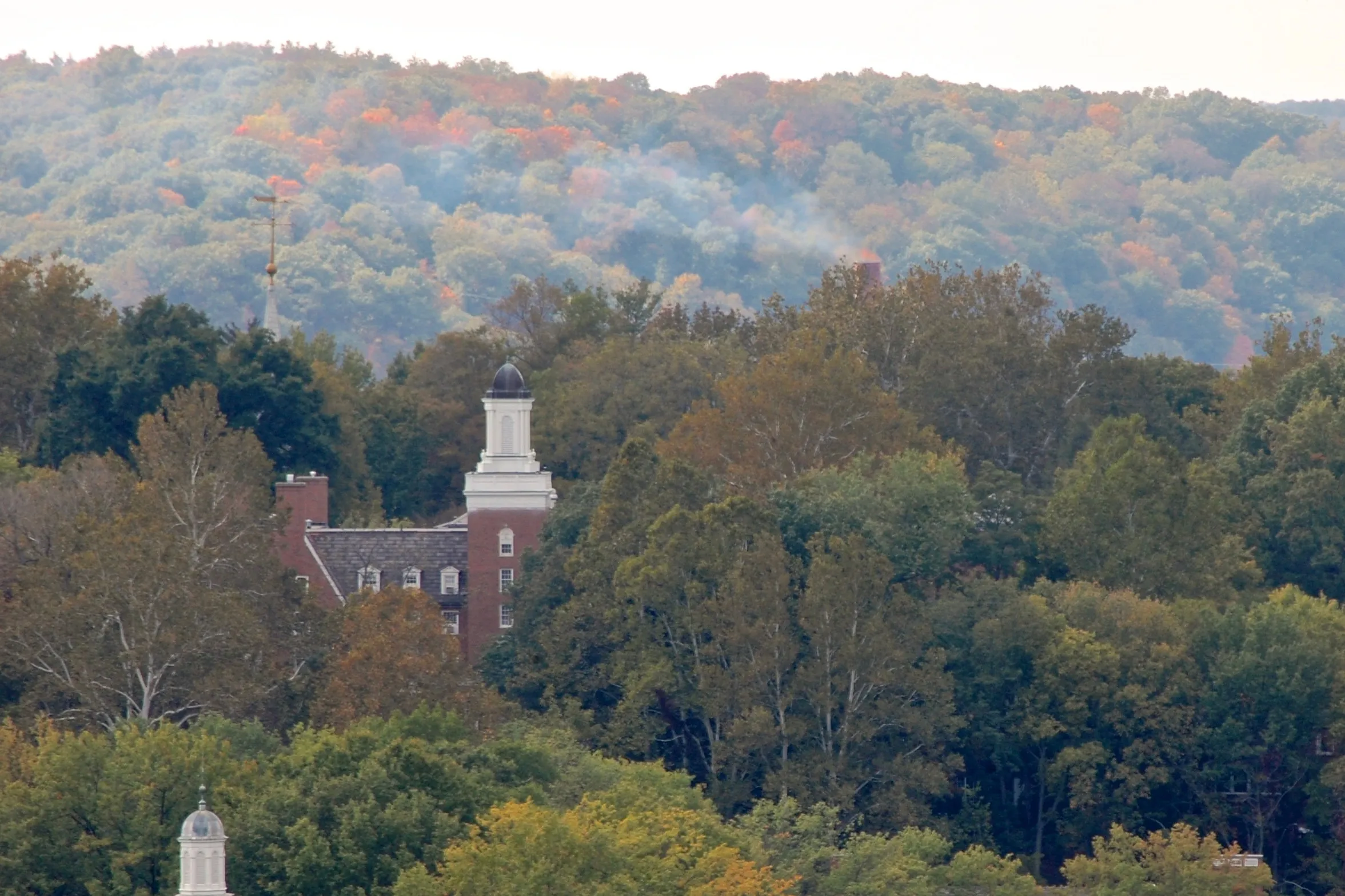 The mountainous view of Ohio University in Athens from Bong Hill.