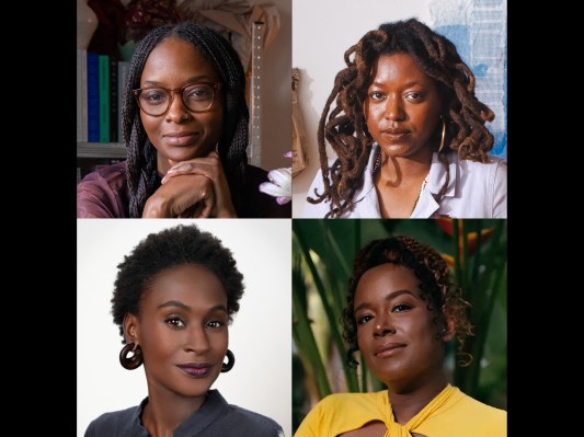 A square grid of 4 headshots featuring Jareh Das, Adebunmi Gbadebo, Lauren Tate Baeza, and Anina Major