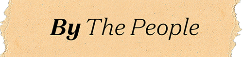 Strip of parchment paper with the words "By The People"