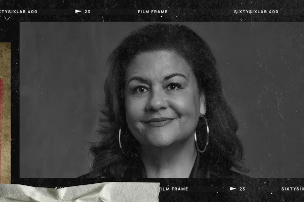 B&W photo collage of Elizabeth Alexander