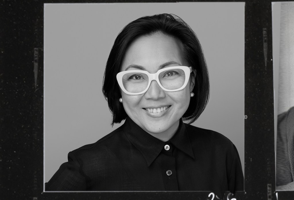 B&W photo collage of Lisa Kim