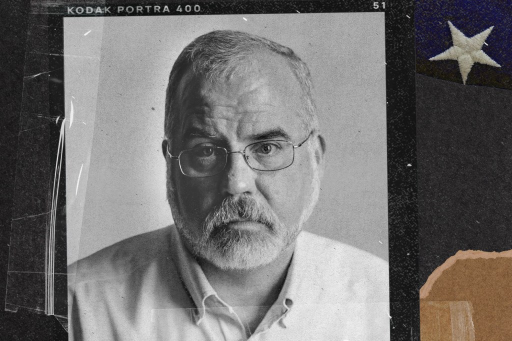 B&W photo collage of Ken Ward