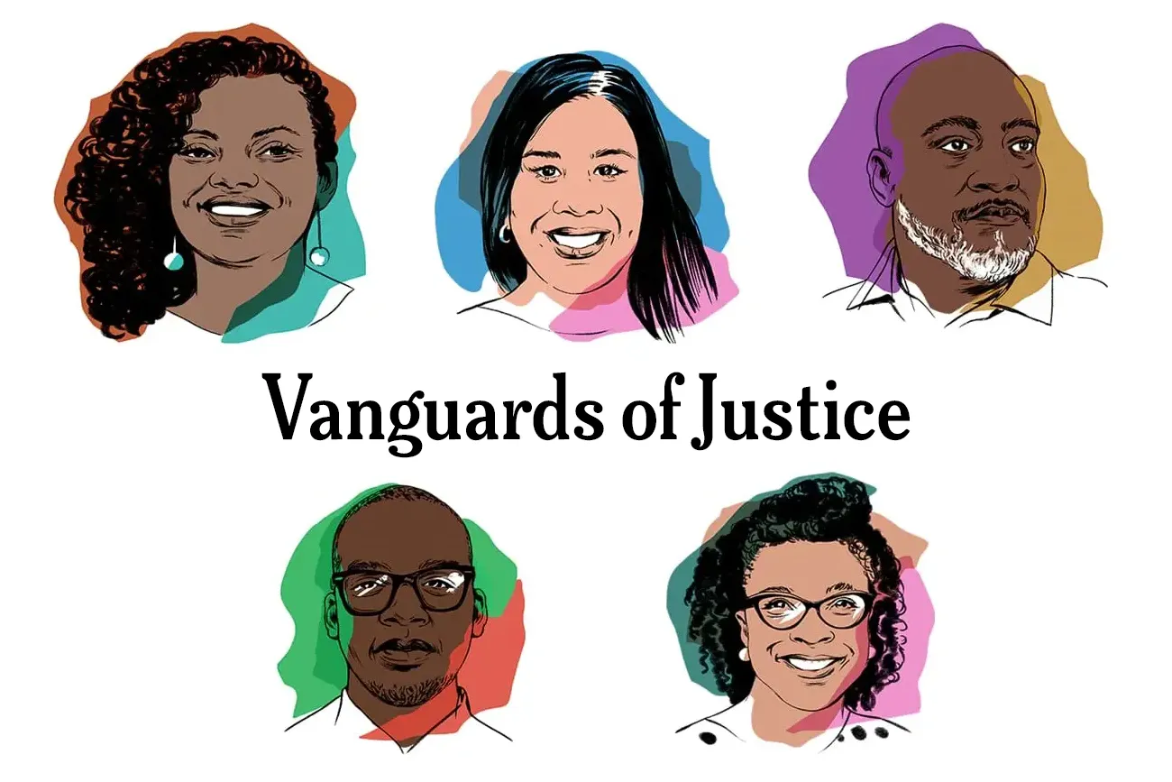 Illustrations of Adriana Barbosa, Monica Ramirez, Desmond Meade, Sekou Siby, and Tanya Wallace-Gobern