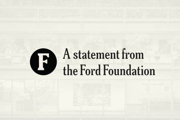 The words "A statement from the Ford Foundation" in black type against a beige background